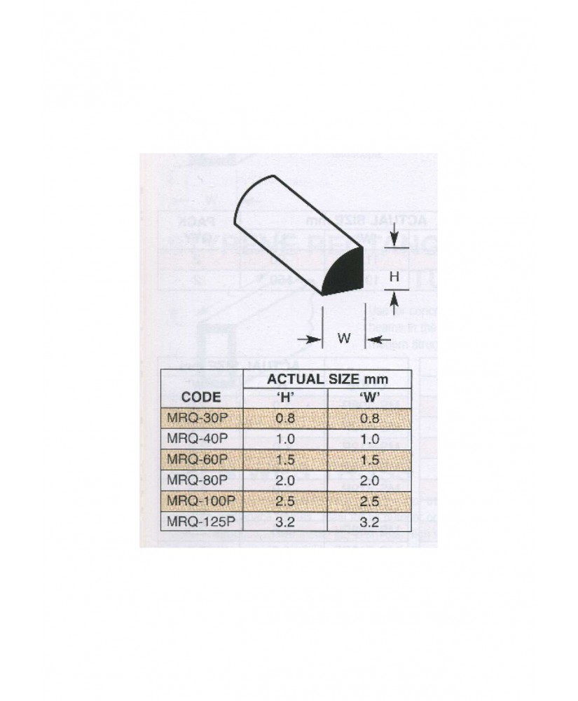 10 profilés en polystyrène blanc (MRQ-040P) de section quart de rond - 0,50 x 250mm ( 501118 )