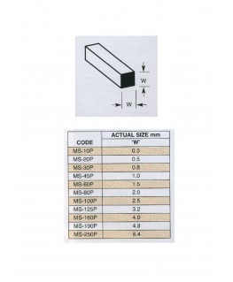 10 profilés en polystyrène blanc (MS-040P) de section - 1,00 x 1,00 x 250mm ( 501126 )