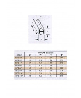 6 profilés en polystyrène blanc (HFS-05P) de section en H - 4,00 x 4,00 x 375mm ( 501072 )