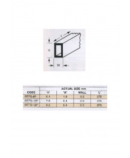 1 tube en polystyrène blanc (RTFS-08P) de section rectangulaire - 4,80 x 6,40 x 375mm ( 501504 )