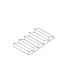 volée d'escalier de 8 marches à 34° en polystyrène blanc moulé - 54 x 100mm - échelle : 1/50 ( 604004 )