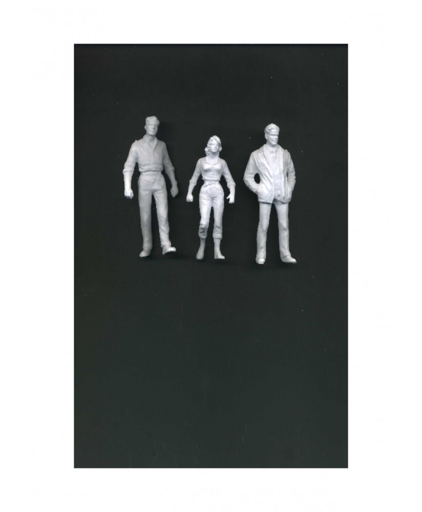 1 jeune femme & 2 jeunes hommes en veste et jeans en polystyrène blanc moulé - échelle : 1/25 ( 608182 ) 1 jeune femme & 2 jeunes hommes en veste et jeans en polystyrène blanc moulé - échelle : 1/25 ( 608182 )