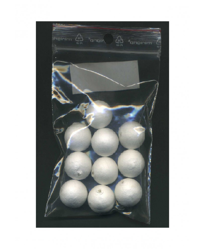 10 sphères en coton blanc - 20,00mm ( 606008 )