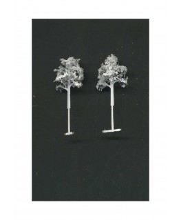 2 arbres feuillus en métal photodécoupé et floqué blanc - 25,00mm ( 606776 )