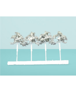 4 arbres feuillus en métal photodécoupé et floqué blanc - 16,00mm ( 606774 )